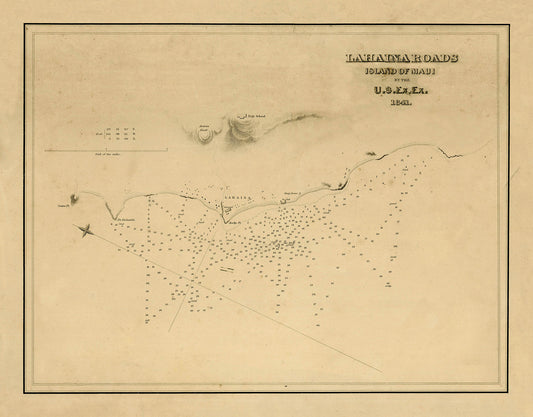 1841 Wilkes Lahaina Roads [First map of Lahaina]