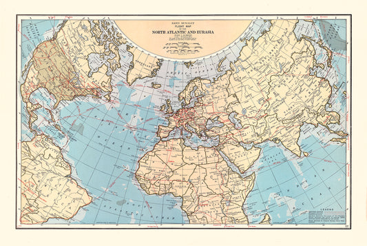 1929 Rand McNally Flight Map Atlantic